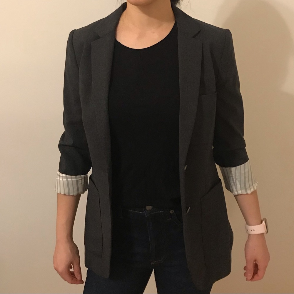Aritzia Talula Charcoal Long Blazer